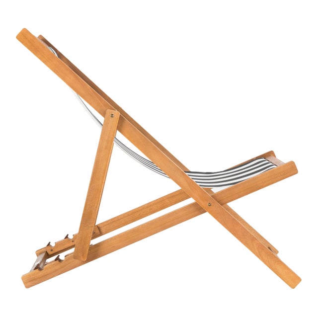 Spritely Home Loren Foldable Sling Chair in Natural & Black & White - a Pair For Sale - Image 4 of 11
