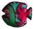Purple and Green Papier Mache Green and Red Fish Plate For Sale