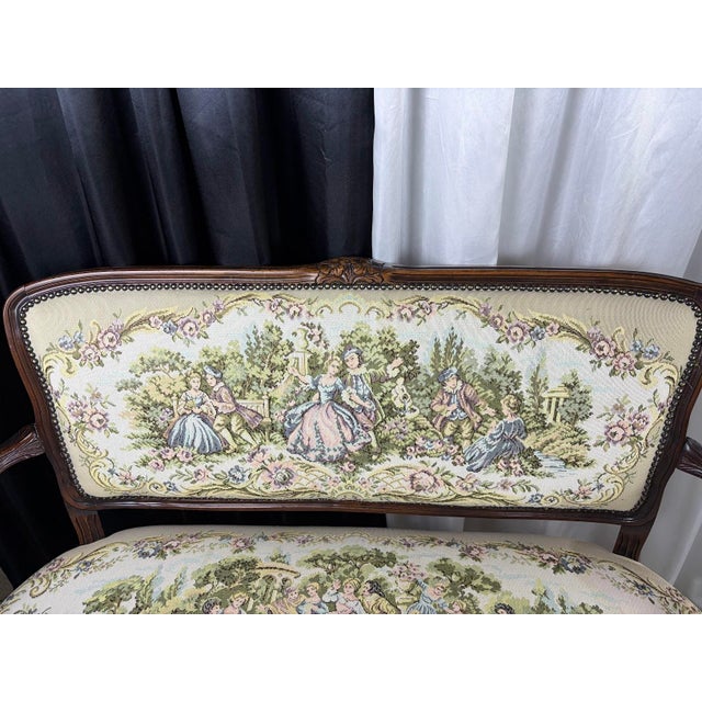 Vintage French Louis XV Style Upholstered Romantic Settee / Loveseat Settee For Sale In Phoenix - Image 6 of 18