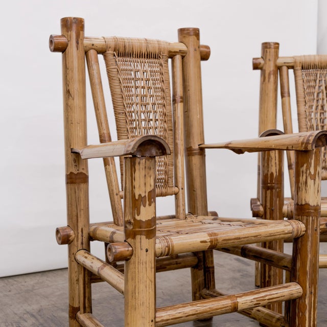 1950s Bamboo Shoot Armchairs - a Pair For Sale - Image 4 of 9