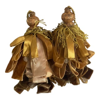 Gorgeous Pair of Vintage Silk Velvet Tassels For Sale