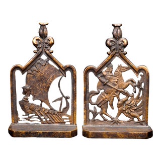 1925 Aztec Archer Art Deco Bookends - a Pair For Sale