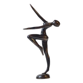 Vintage Androgynous Sculpture in Patinated Bronze, 1970s For Sale