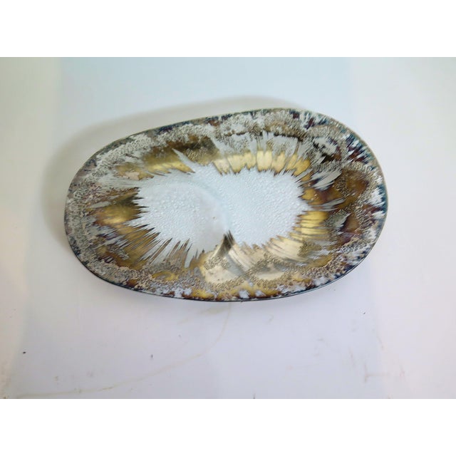 19950s Mid-Century Modern Dorothy Thorpe Egg Shape Silver and Bronze Splash Atomic Amoeba Plater For Sale In Boise - Image 6 of 6