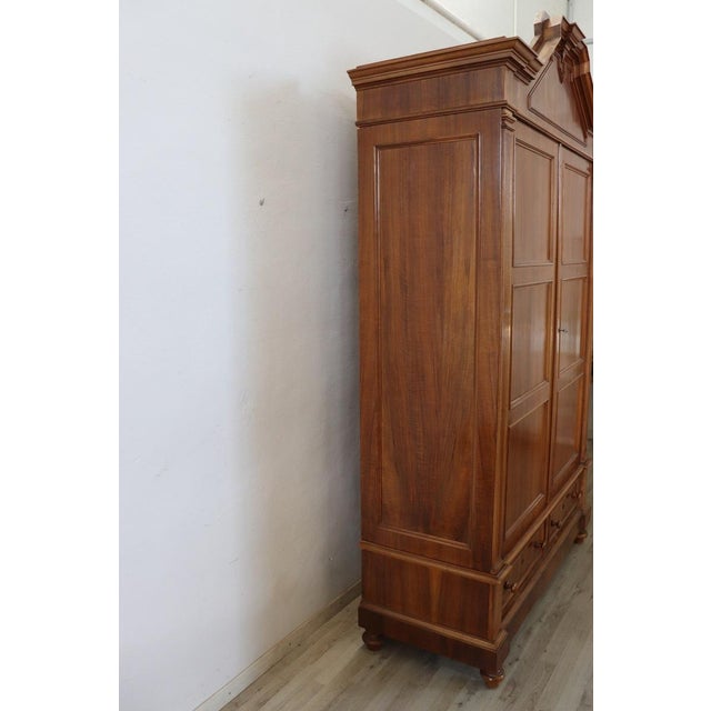 Wood Antique Veneer Walnut Wardrobe, Late 19th Century For Sale - Image 7 of 16