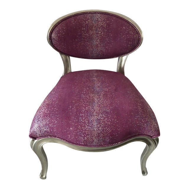 Christopher Guy Silver Leaf & Purple Faux Shagreen Boudoir Chair For Sale
