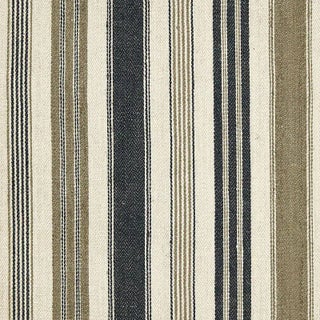 Sample - Schumacher Montauban Stripe Fabric in Noir/Tobacco For Sale