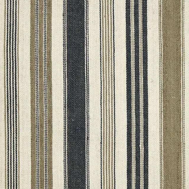 Sample - Schumacher Montauban Stripe Fabric in Noir/Tobacco For Sale