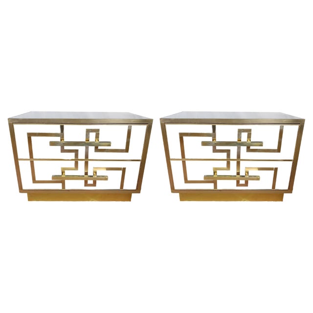 White Nightstands in Birch Wood with Brass Inlays from Justfurnituress SRL, Set of 2 For Sale - Image 6 of 6