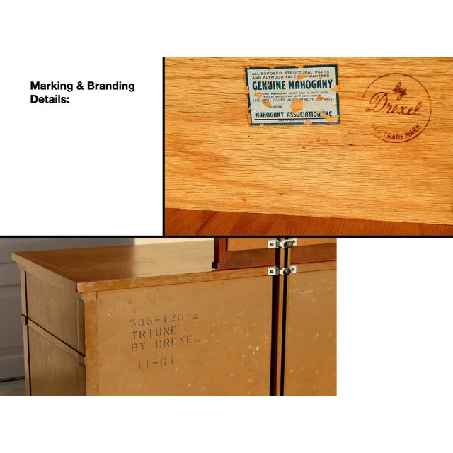 Drexel Mid-Century Mahogany Lowboy Dresser With Matching Mirror - Vintage Solid Wood With Hidden Compartment For Sale - Image 18 of 18