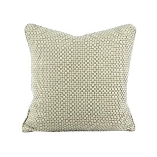 Gray Aqua Geometric Chenille Pattern With Self-Welt Pillow Cover - 20" X 20" For Sale