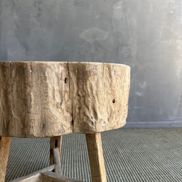 Late 20th Century Vintage Elm Wood Chop Block Table For Sale - Image 5 of 8