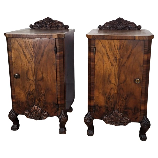 Italian Art Deco Nightstands in Burl Walnut, 1940s, Set of 2 For Sale - Image 10 of 10