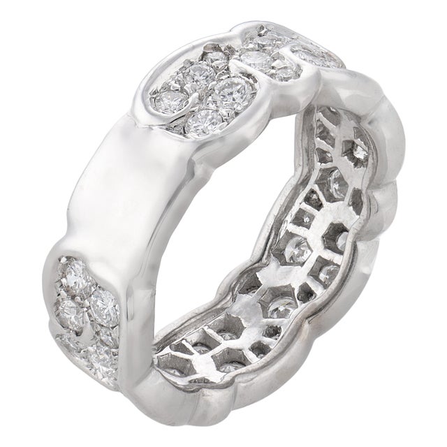 Marina B Contemporary 1.10 Carat Diamond 18k White Gold Ring, Size 6.75 For Sale