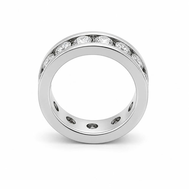 Contemporary Platinum Diamond Eternity Band, Size 5.5 For Sale - Image 3 of 3