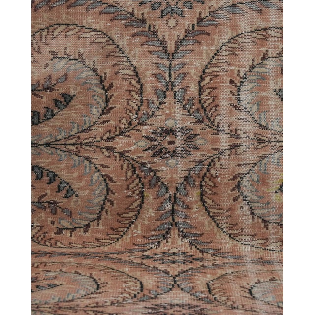 1970s Vintage Handmade Wool Cotton Brown Area Rug For Sale - Image 9 of 12