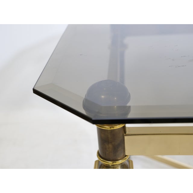 1970s Hollywood Regency Brass Coffee Table with Smoked Glass Top, 1970 For Sale - Image 5 of 7