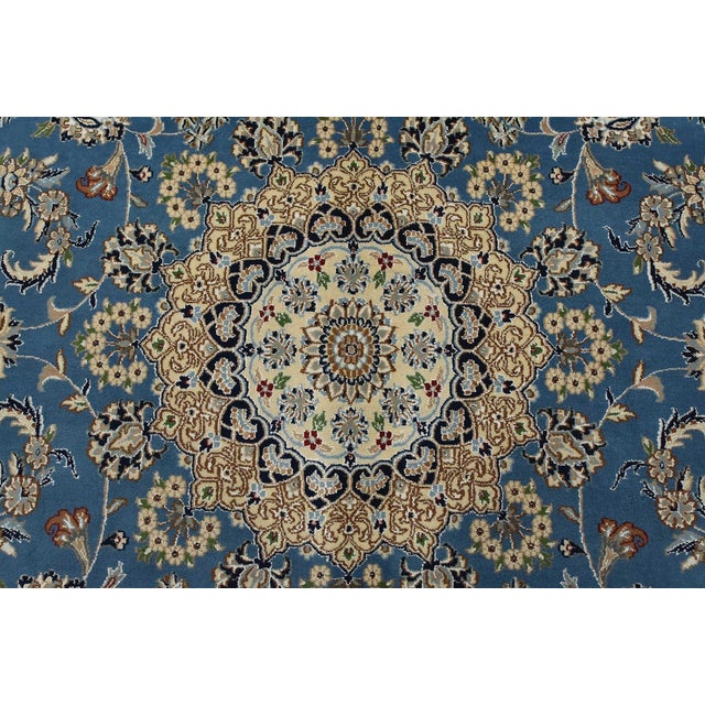 Fine Nain Rug 8'10'' X 12'3'' Blue Wool Traditional Hand-Knotted Oriental Carpet For Sale In Philadelphia - Image 6 of 15
