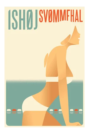 Mads Berg 'Ishoj' Danish Poster Bathing Woman