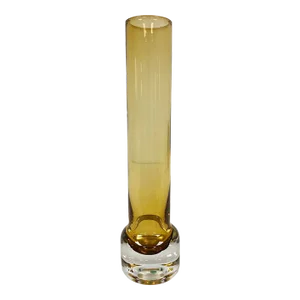 Mid 20th Century Finnish Riihimaki Amber Glass Vase