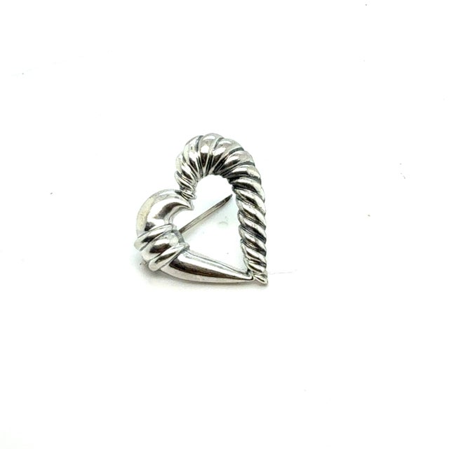 1990s 1990s Tiffany & Co Estate Heart Brooch Pin Sterling Silver For Sale - Image 5 of 6