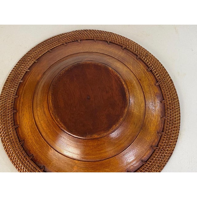 Large Decorative wood Plate in a brown color. Old and beautiful Patina. Circa 1960