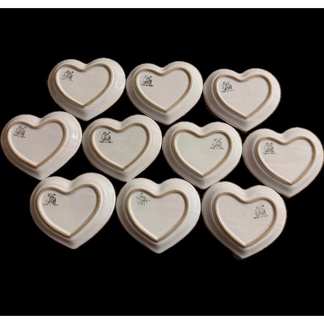 Deruta Vintage Italian Deruta Majolica Ceramic Heart Shape Plates - Set of 10 For Sale - Image 4 of 12