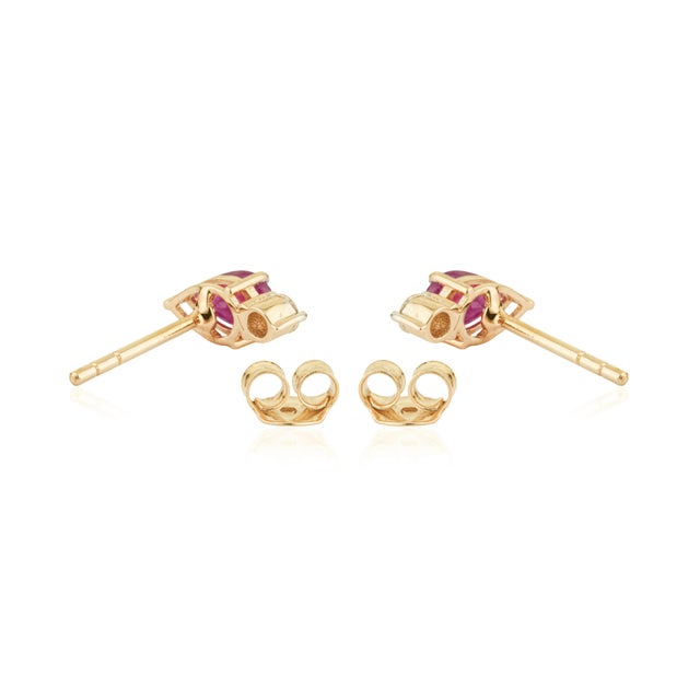 1ct Natural Ruby & Diamond Toi Et Moi Stud Earrings in 14k Yellow Gold- 2 Pieces For Sale - Image 9 of 15