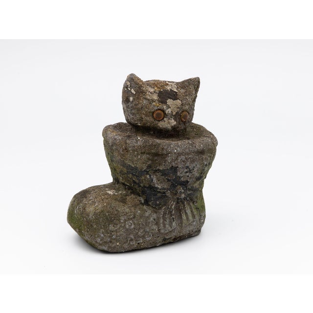 Gray Composite Stone Kitten in Boot Garden Ornament, English 20th Century For Sale - Image 8 of 9