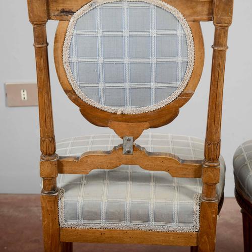 White Antique Walnut Chairs with Blue Fabric, 1800s, Set of 2 For Sale - Image 8 of 17