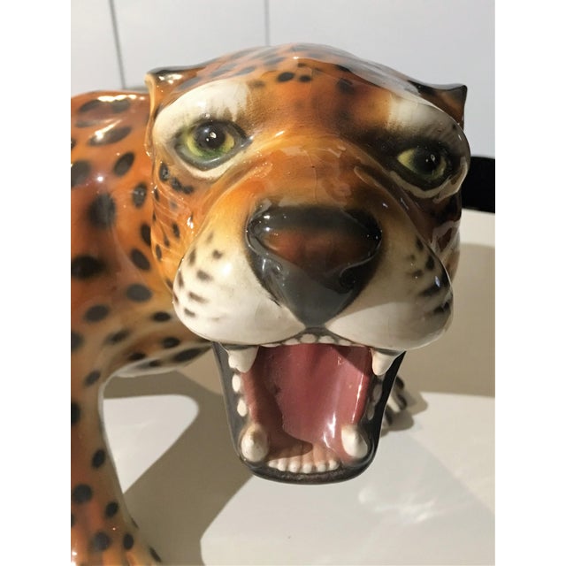 Italian Glazed Terracotta Baby Leopard Figure For Sale - Image 5 of 5