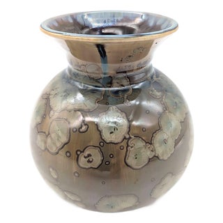 Artist Signed Studio Pottery Glazed Crystalline Bud Vase For Sale