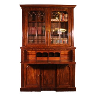 Mahogany Display Cabinet with Secretary Desk, 1800s For Sale