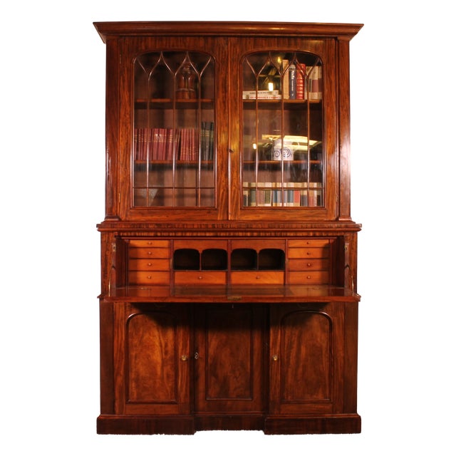 Mahogany Display Cabinet with Secretary Desk, 1800s For Sale