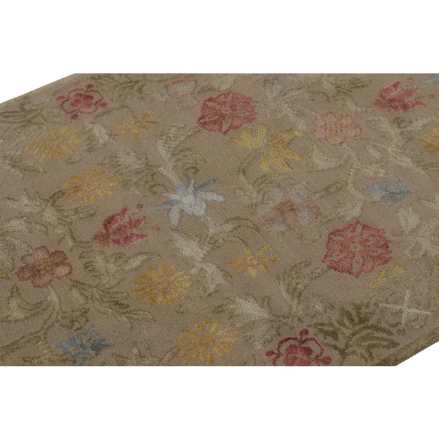 Rug & Kilim Rug & Kilim’s Spanish European Rug in Beige With Floral Patterns “Bilbao” For Sale - Image 4 of 7