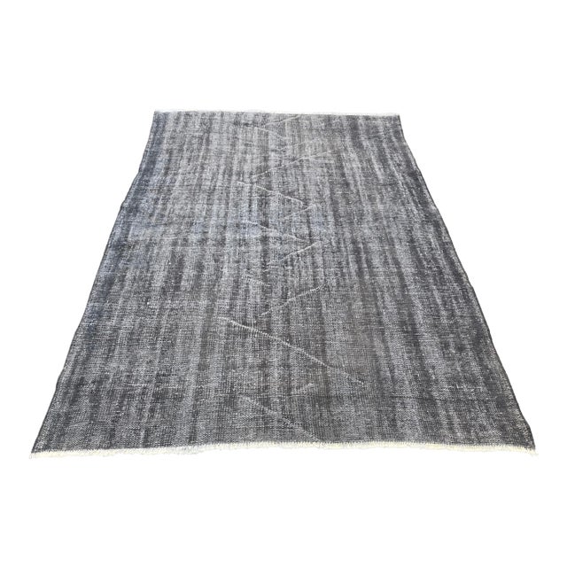 1960s Vintage Turkish Gray Rug - 5′2″ × 8′ For Sale