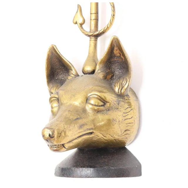 1920s English Brass and Iron Fox Head Door Stop by Peerage, 1920s For Sale - Image 5 of 11