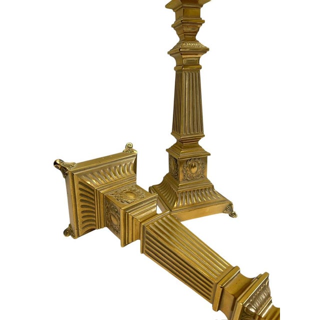 1950s Large Footed Brass Roman Column Table Lamps, 1950s, Set of 2 For Sale - Image 5 of 13