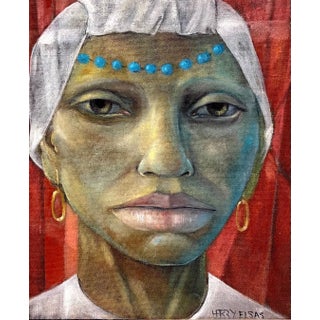 Harry Elsas, Expressionist African American Woman Portrait German Brazilian Harry Elsas For Sale
