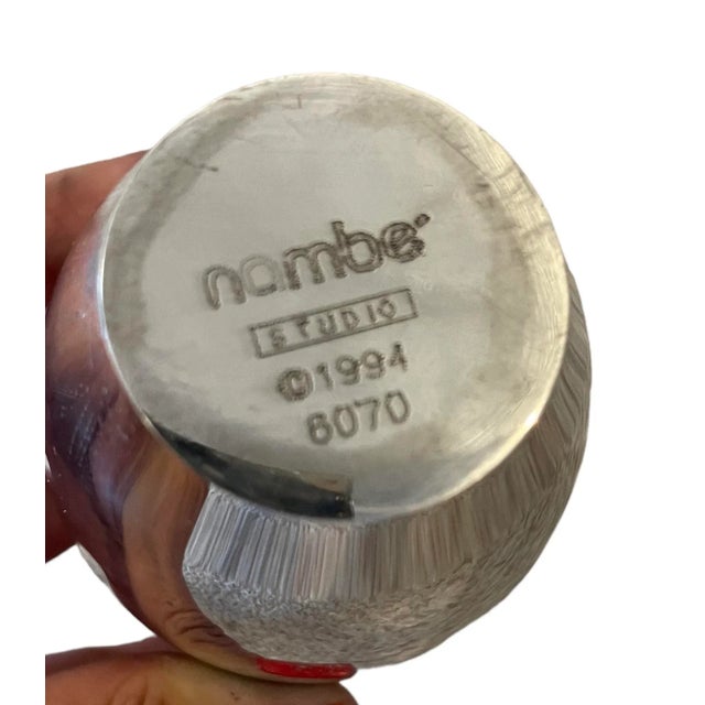 1990s Nambe Studio Vase Silver Metal Alloy Model 6070 1994 For Sale - Image 5 of 9