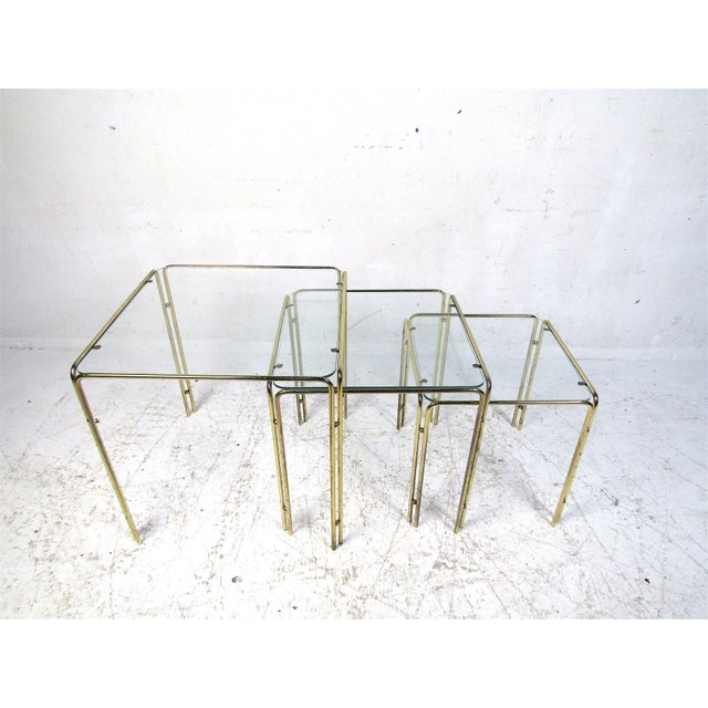 Mid 20th Century Brass Nesting Tables - 3 Pieces For Sale In New York - Image 6 of 12
