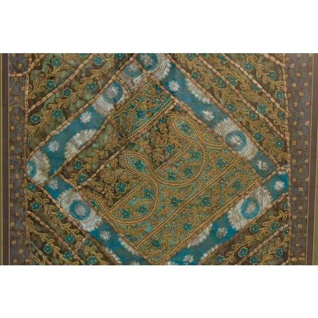 Framed Antique Metallic Embroidered Zardozi Tapestry For Sale - Image 4 of 6