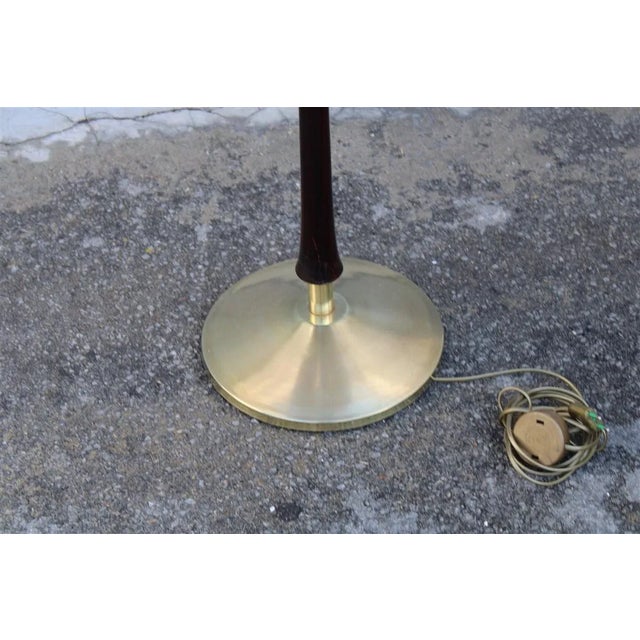 Beige Italian Mahogany and Brass Pedestal Floor Lamp, 1950s For Sale - Image 8 of 11
