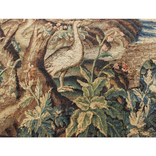 Antique 17th Century Scenic Tapestry Surrounded by Floral Border For Sale - Image 15 of 16