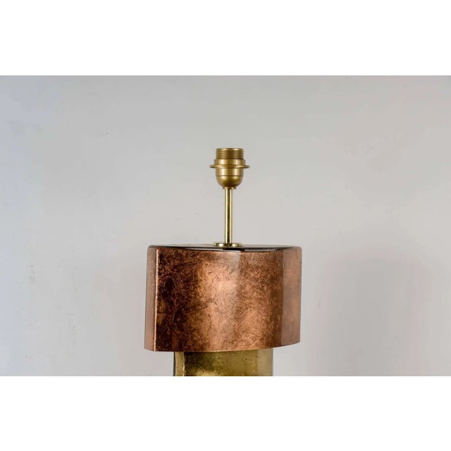 Vintage Silver, Copper & Gold Leaf Table Lamp Bases, Set of 2 For Sale - Image 4 of 7