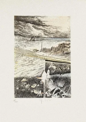 Landscape Etching on Paper by Mario Logli