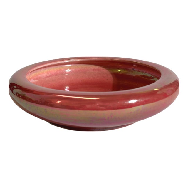 Shallow Pink Lustre Porcelain Bowl from Devon Lustre Fieldings, 1930s For Sale