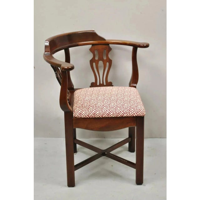 Mid 20th Century Mid 20th Century Vintage Mahogany Georgian Chippendale Style Corner Chair by Statesville Ross For Sale - Image 5 of 9