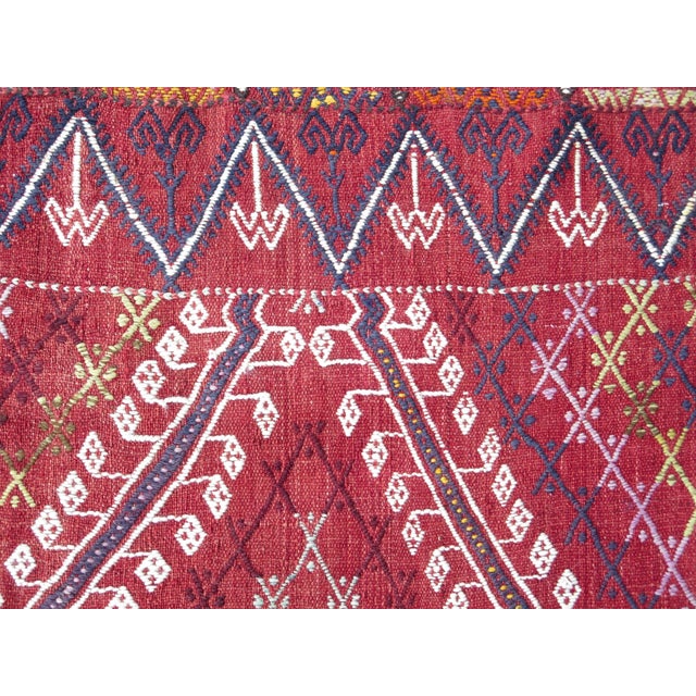 Mid 20th Century Aesthetic Red Boho Rug Runner Turkish Hallway Kilim ...