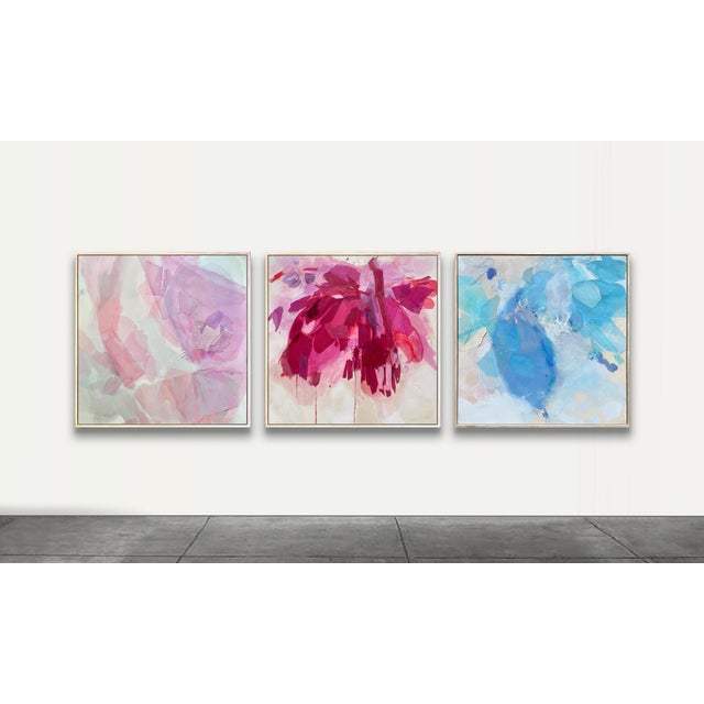 Contemporary Collage Textured Abstract Painting in Pink, Lavender, and Peach Tones For Sale - Image 3 of 3